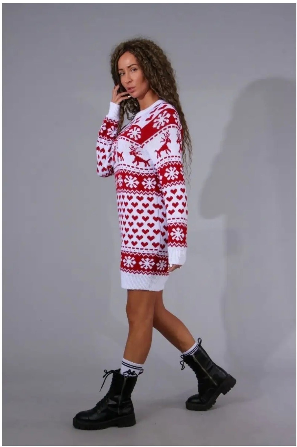 туника новогодняя,туника вязаная с оленями,туника вязаная,новогодние свитера,джемпер новогодний