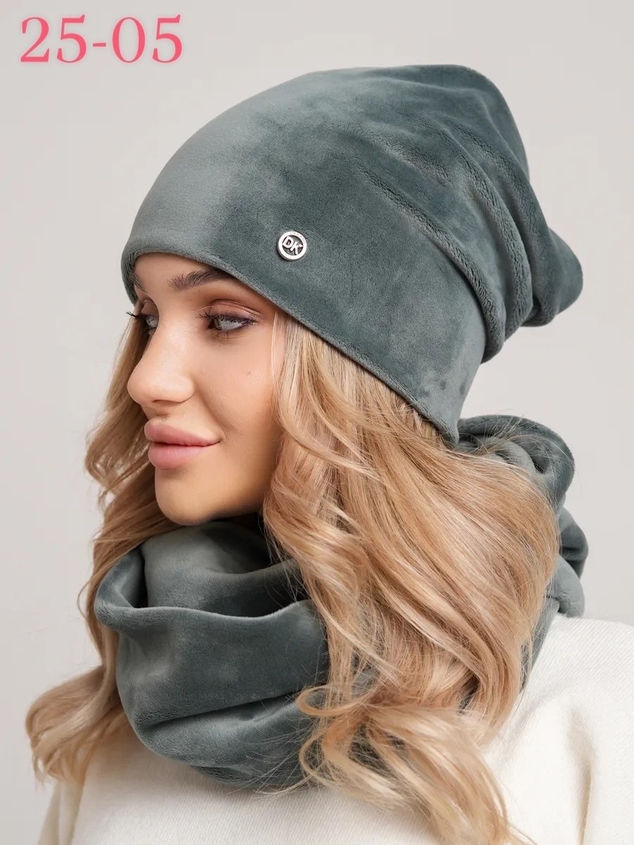 комплект велюровый,комплект шапки,велюровая шапка,комплект шапка снуд,женский комплект шапка