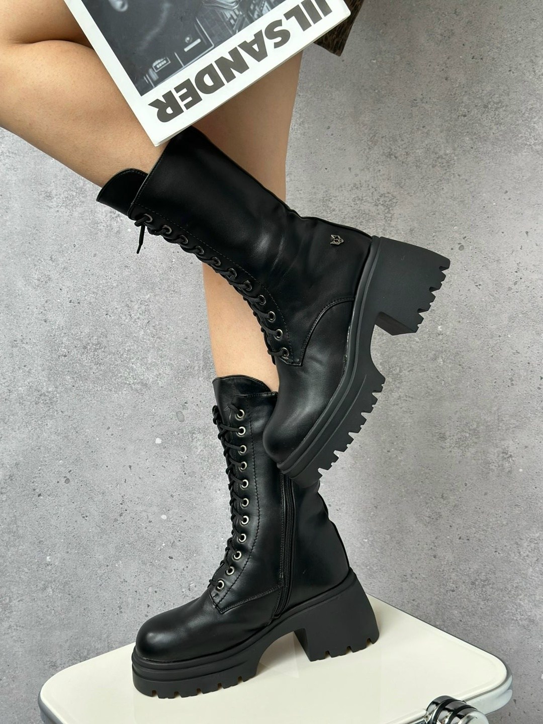 ботинки женские,,ботинки женские на шнуровке на платформе высокие,модные ботинки, женская зимняя