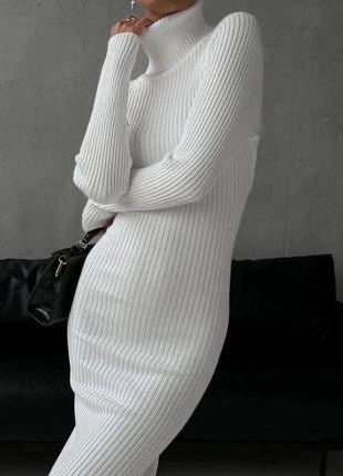 трикотажное платье миди,вязаное платье миди,платье миди с длинными рукавами,платье с высоким воротником,вязаное платье