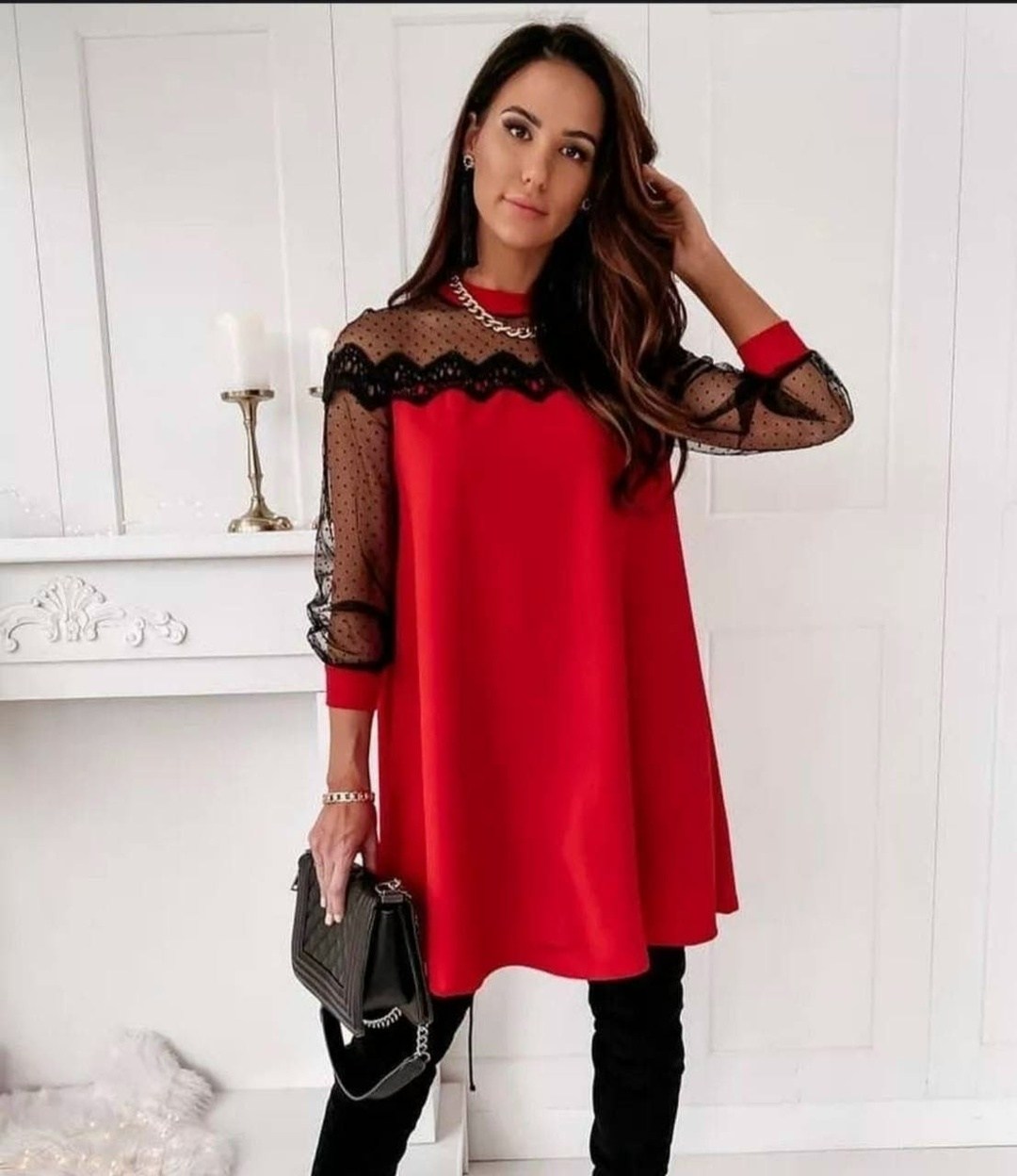 платье с кружевами,вечернее платье трапеция,платье с сеткой,нарядное платье трапеция,туника стильная