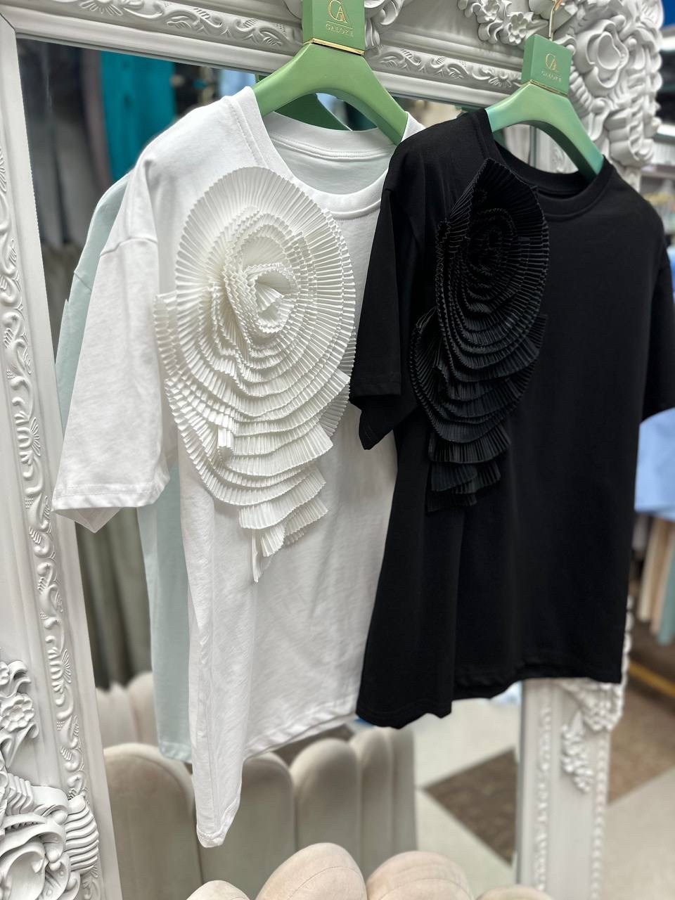 футболка с цветами,женская футболка,футболка нарядная,стильная футболка,блузка с оборками