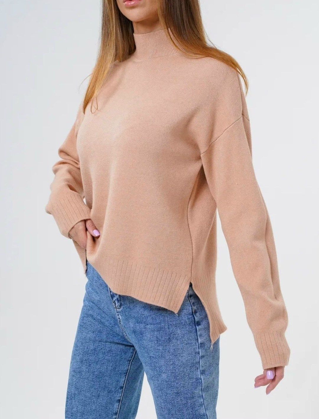 бежевый свитер оверсайз,бежевый джемпер,бежевый свитер,свитер удлиненный оверсайз,женские свитера