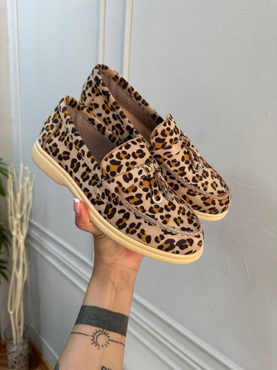 лоферы замш,, женская,эконика леопардовые ботинки,лоферы женские