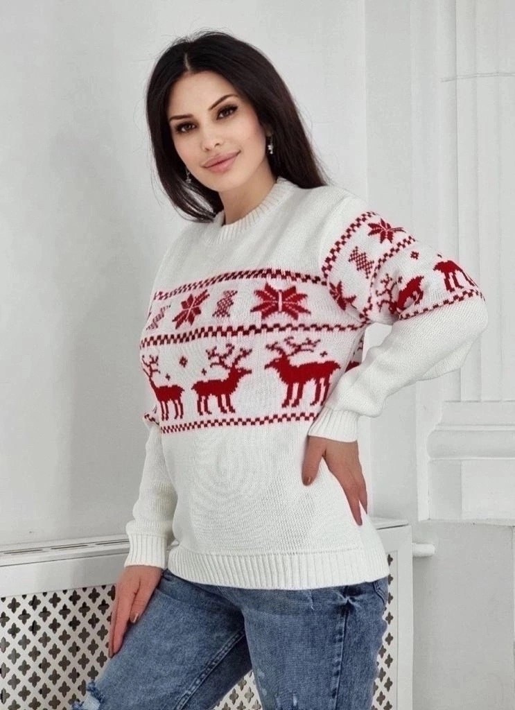 свитер женский с оленями,свитер оверсайз вязаный с оленями,свитера с оленями,свитер женский новогодний,свитер новогодний