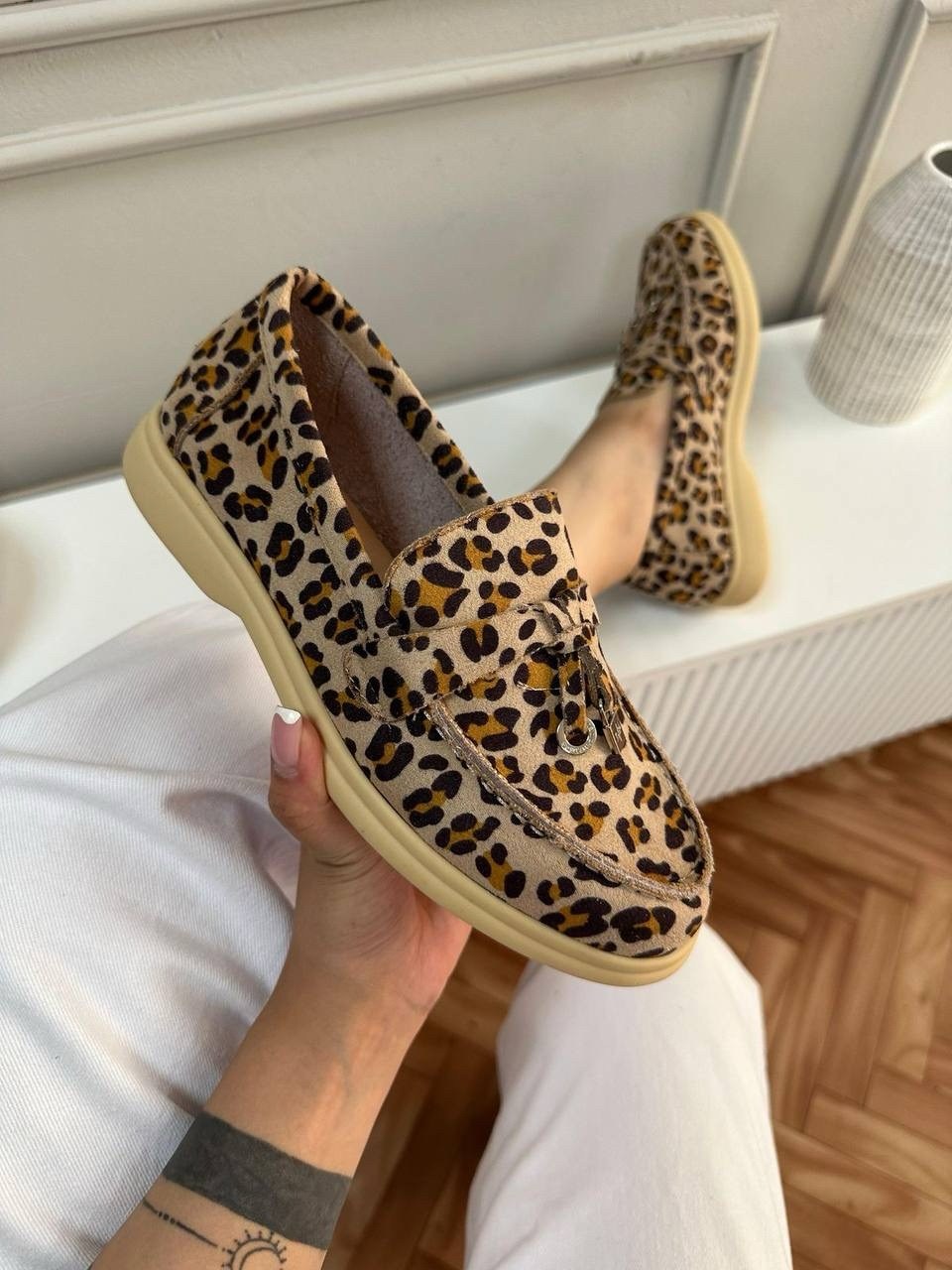 лоферы замш,, женская,эконика леопардовые ботинки,лоферы женские