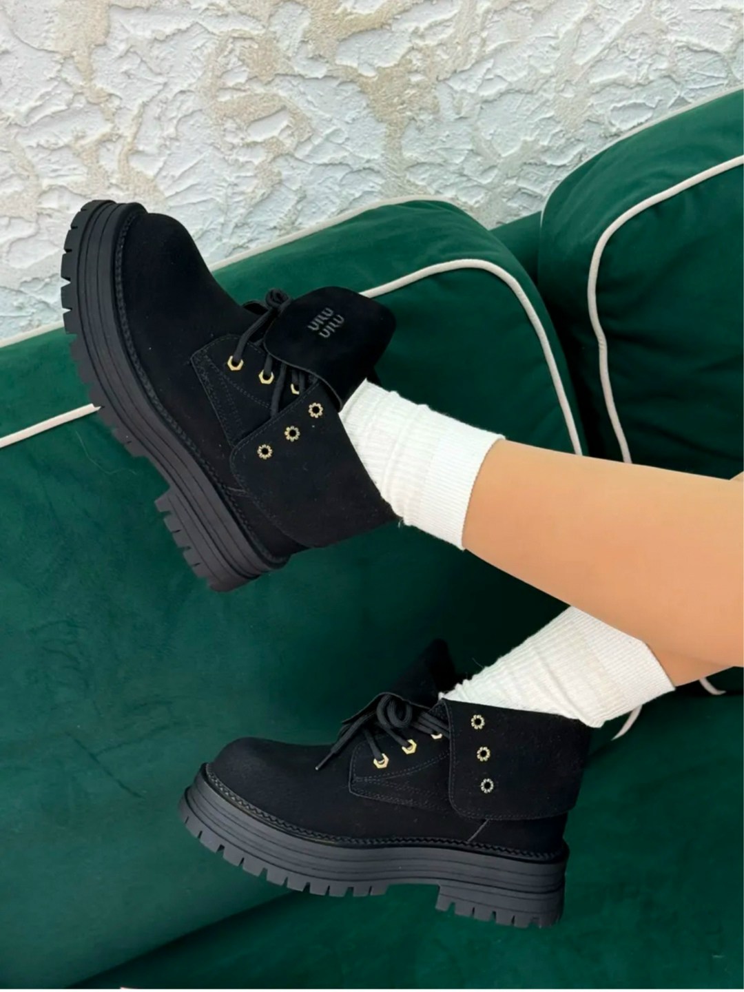 ,женские ботинки,ботинки miu miu,ботинки замшевые, женская