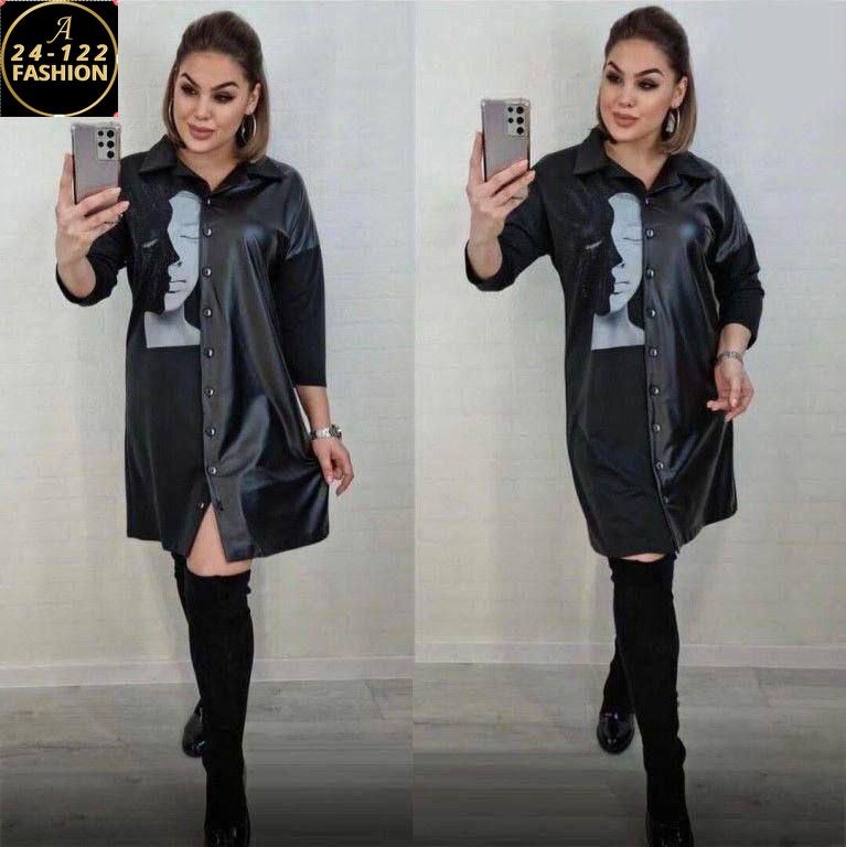 платье рубашка из экокожи,платье женская,стильное платье,кожаный плащ ,платье из экокожи