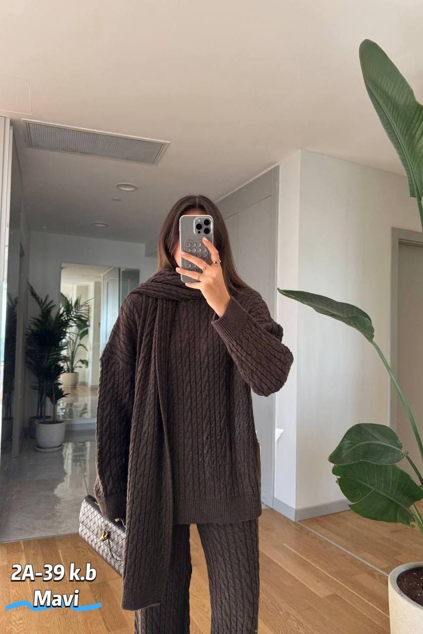 вязаный костюм женский,вязаные костюмы,теплый костюм,повседневный вязаный костюм