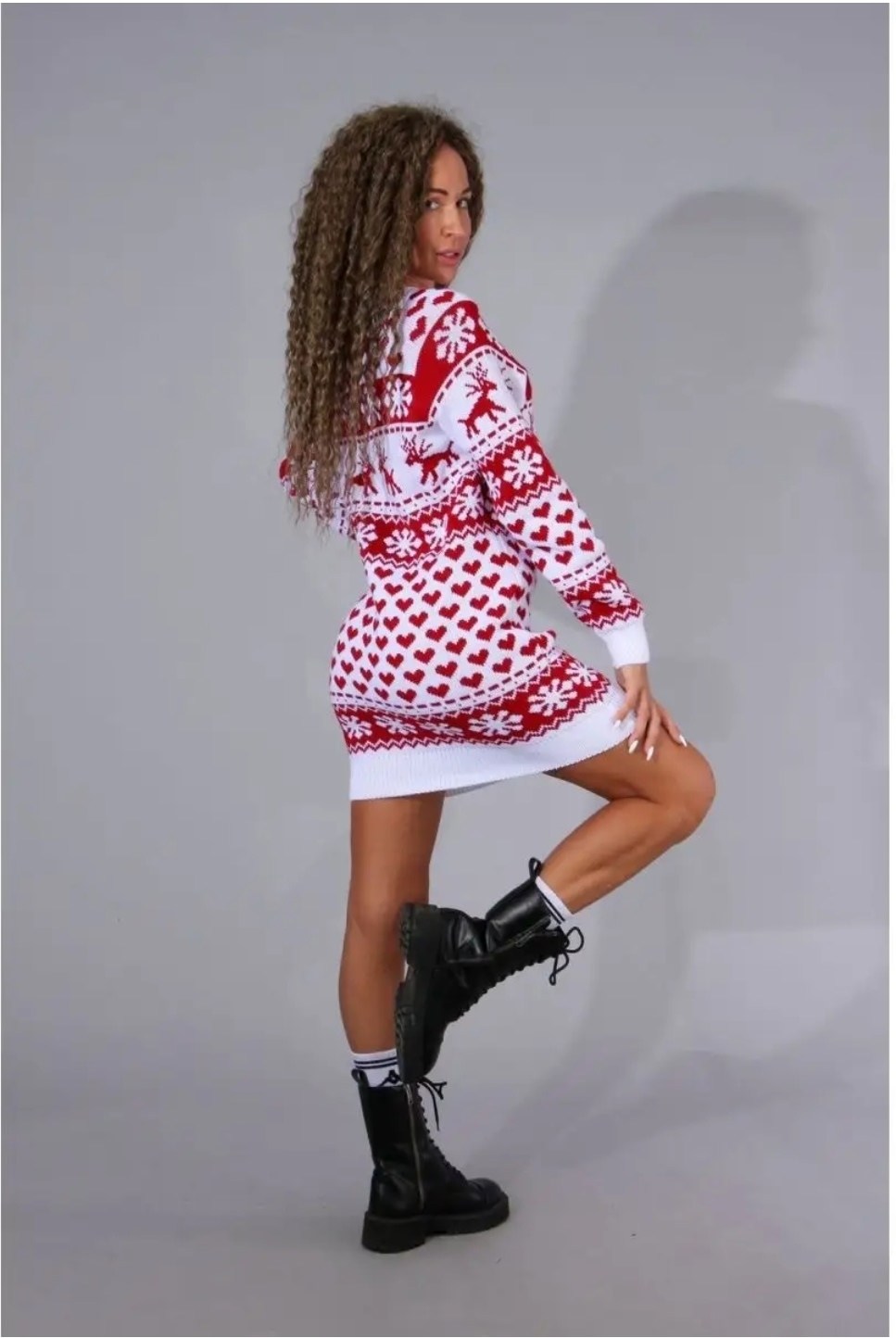 туника новогодняя,туника вязаная с оленями,туника вязаная,новогодние свитера,джемпер новогодний