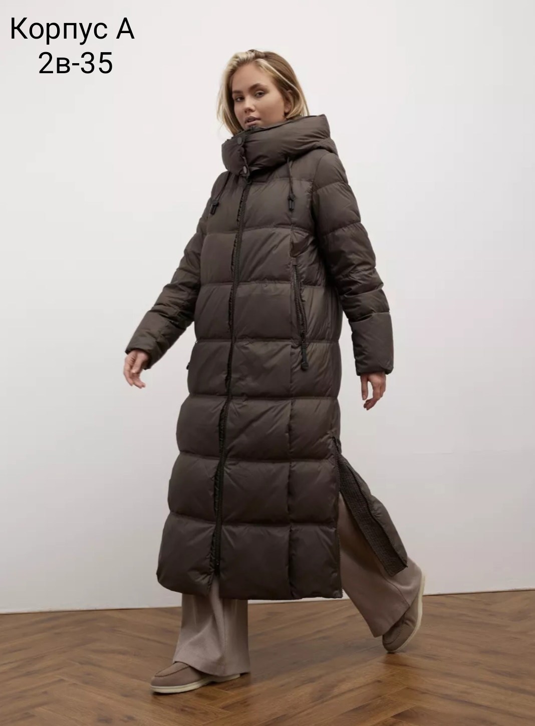 пуховик зимний длинный clasna,пуховик зимний длинный,женские пуховики,стильные пуховики,пуховик пальто