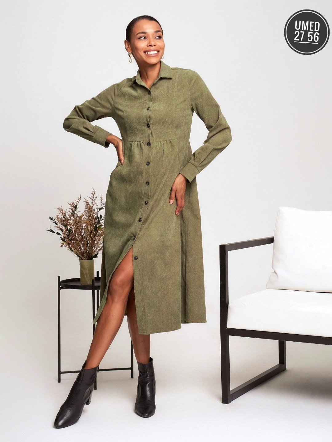 платье женское с длинным рукавом вельветовое,платье женская,платье вельвет хаки,платье замшевое миди,платье рубашка женская