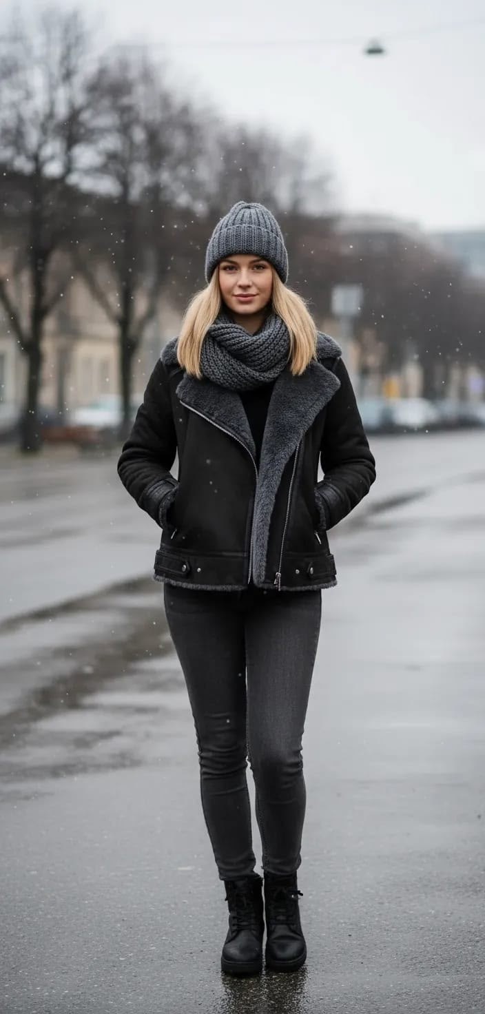 дубленка зимняя,дубленка авиатор,зимний стиль одежды,зимний стиль,короткая дубленка