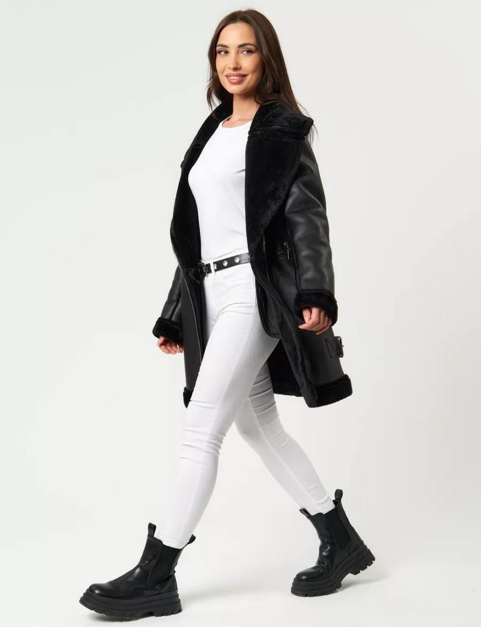 дубленка женская,дубленка este'e exclusive fur&leather,дубленка женская авиатор,черная дубленка,дубленка авиатор зара