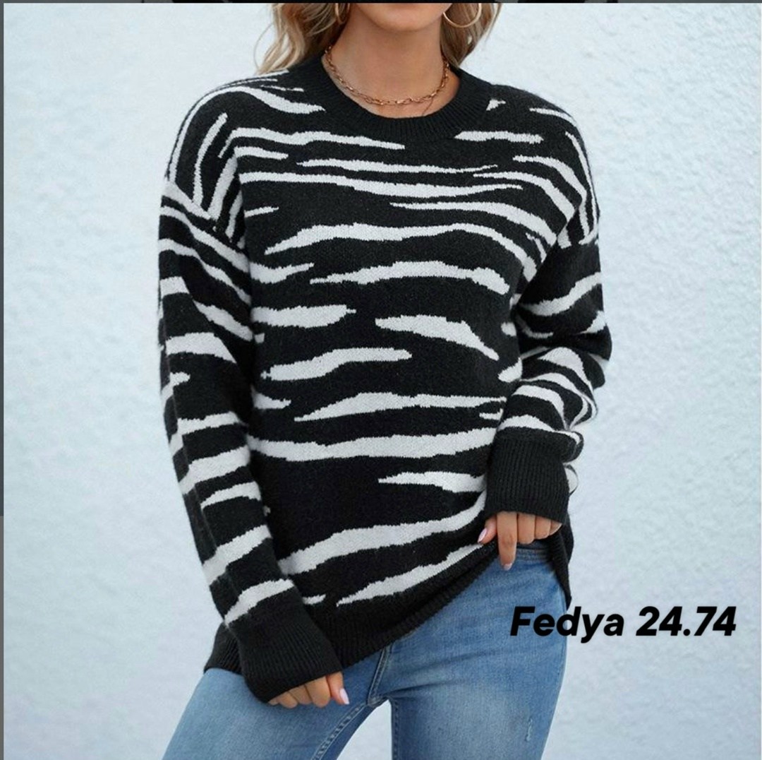 женский пуловер в полоску,свитер с принтом зебра,джемпер стрейч,кофта женская свитер,свитер