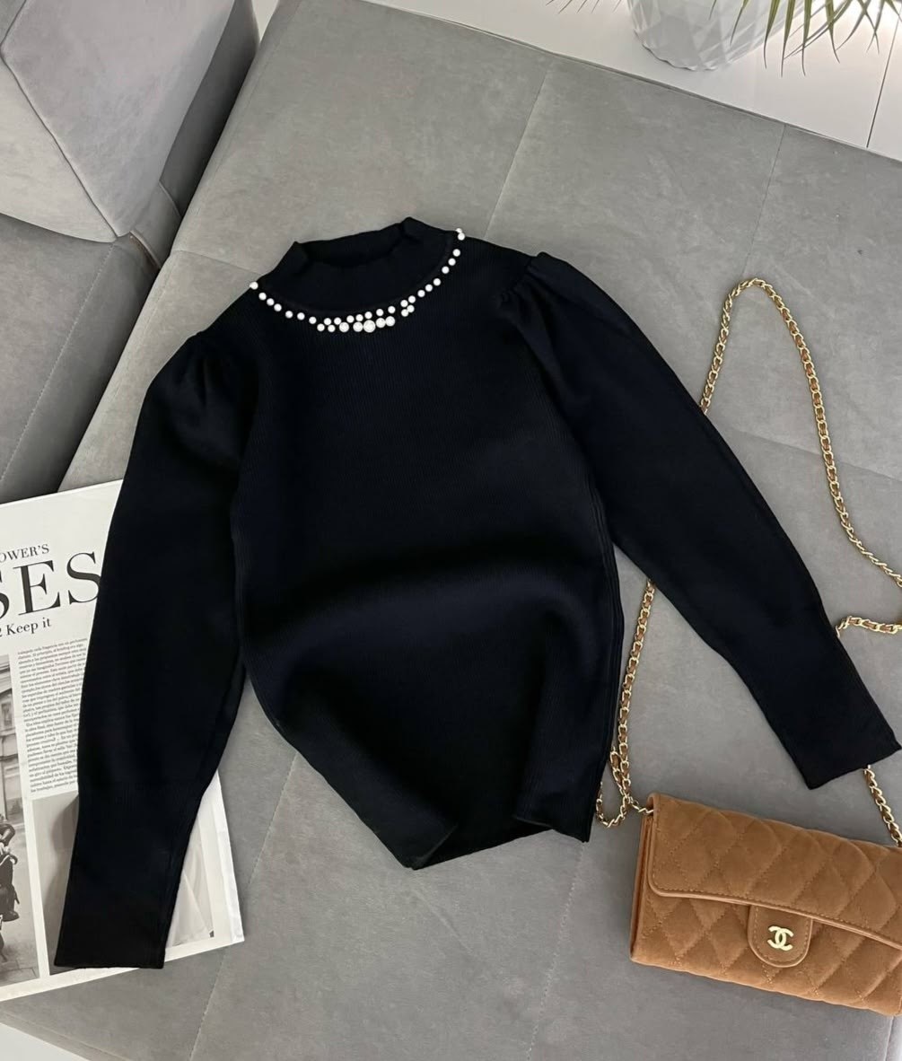 стильная кофта,джемпер с бусинами,кофта женская,свитер с высоким воротником,трикотажная кофта