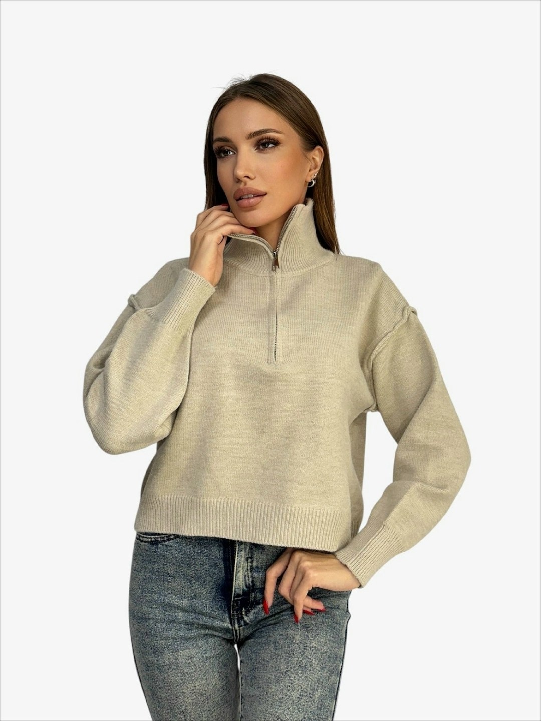 свитера женские,модные свитера,свитер с замком,джемпер с замком,женская кофта