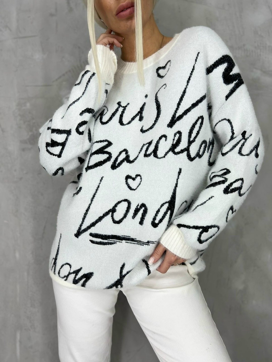 вязаный свитер оверсайз с принтом,кофта свитер оверсайз,кофта свитер,свитшот женская,женские свитера