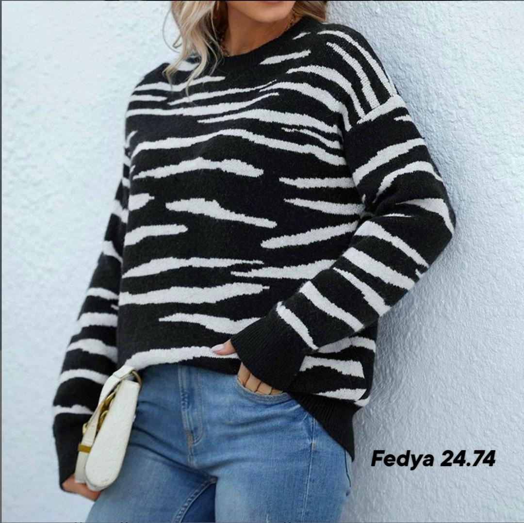 женский пуловер в полоску,свитер с принтом зебра,джемпер стрейч,кофта женская свитер,свитер