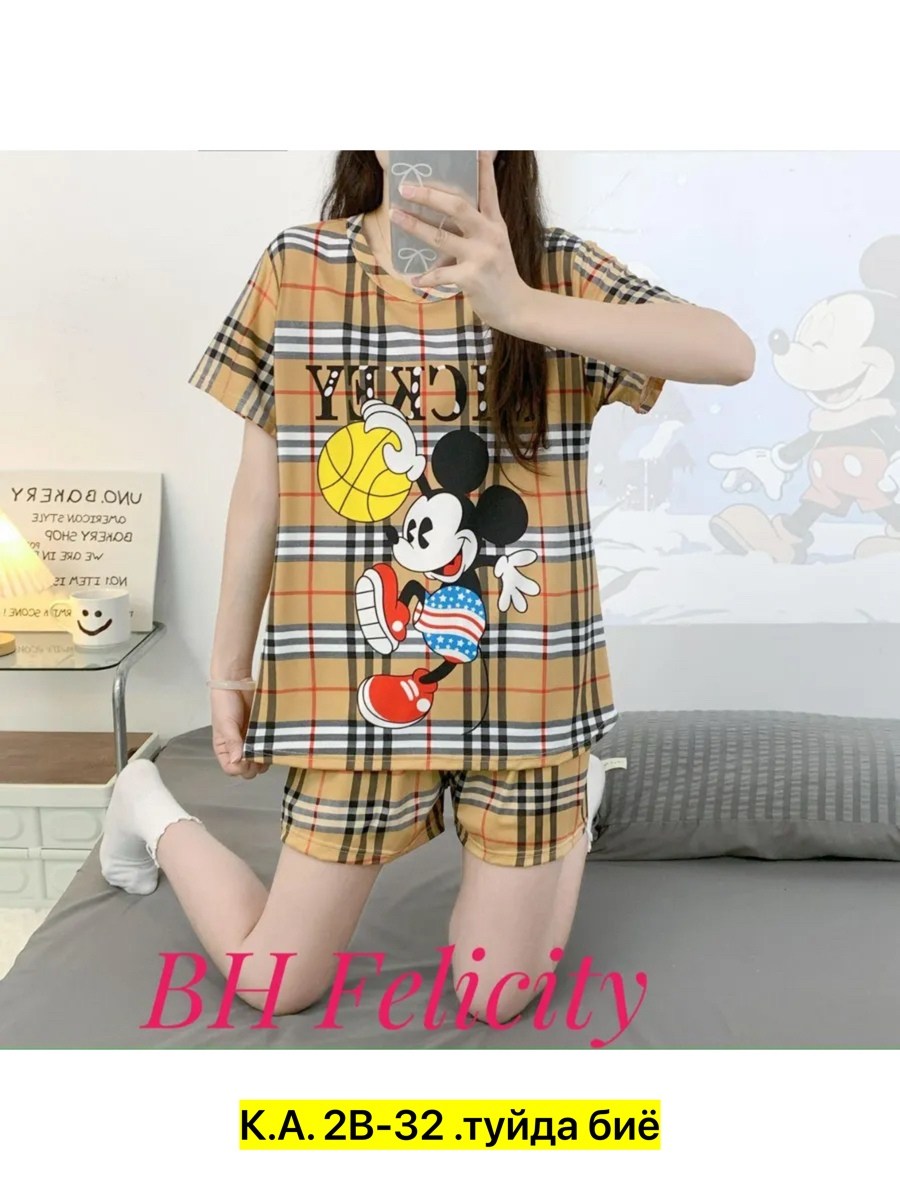 пижама с мишкой,пижама женская,короткая пижама,комплект пижама,пижам