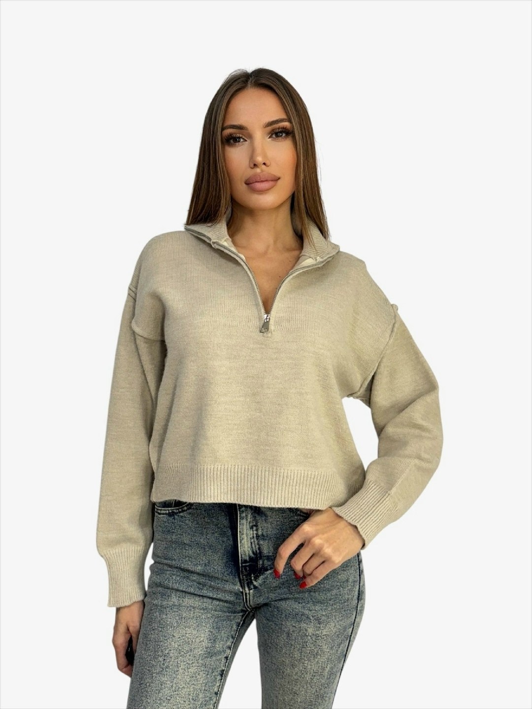 свитера женские,модные свитера,свитер с замком,джемпер с замком,женская кофта