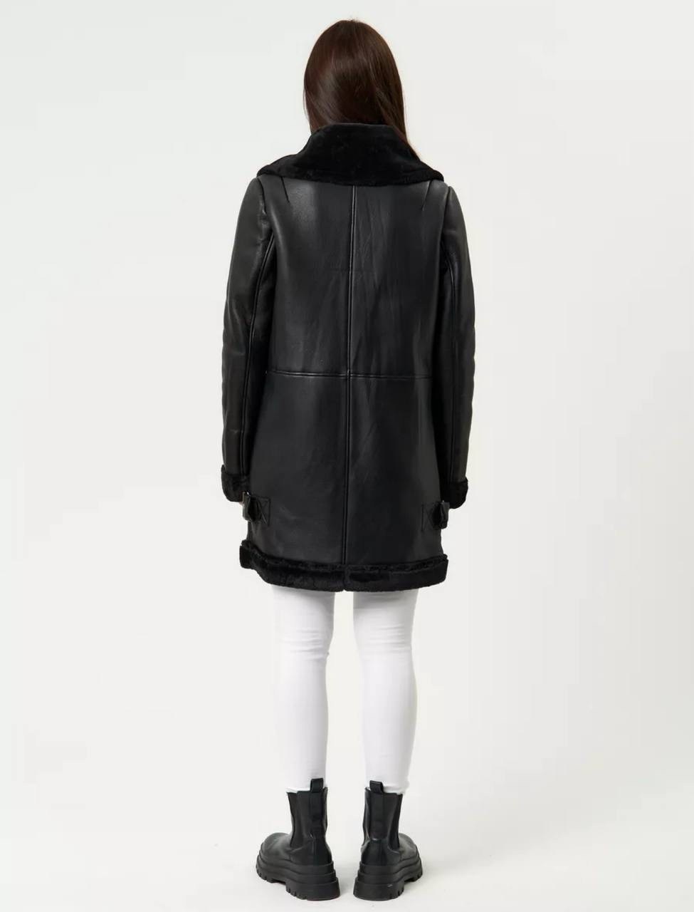 дубленка женская,дубленка este'e exclusive fur&leather,дубленка женская авиатор,черная дубленка,дубленка авиатор зара