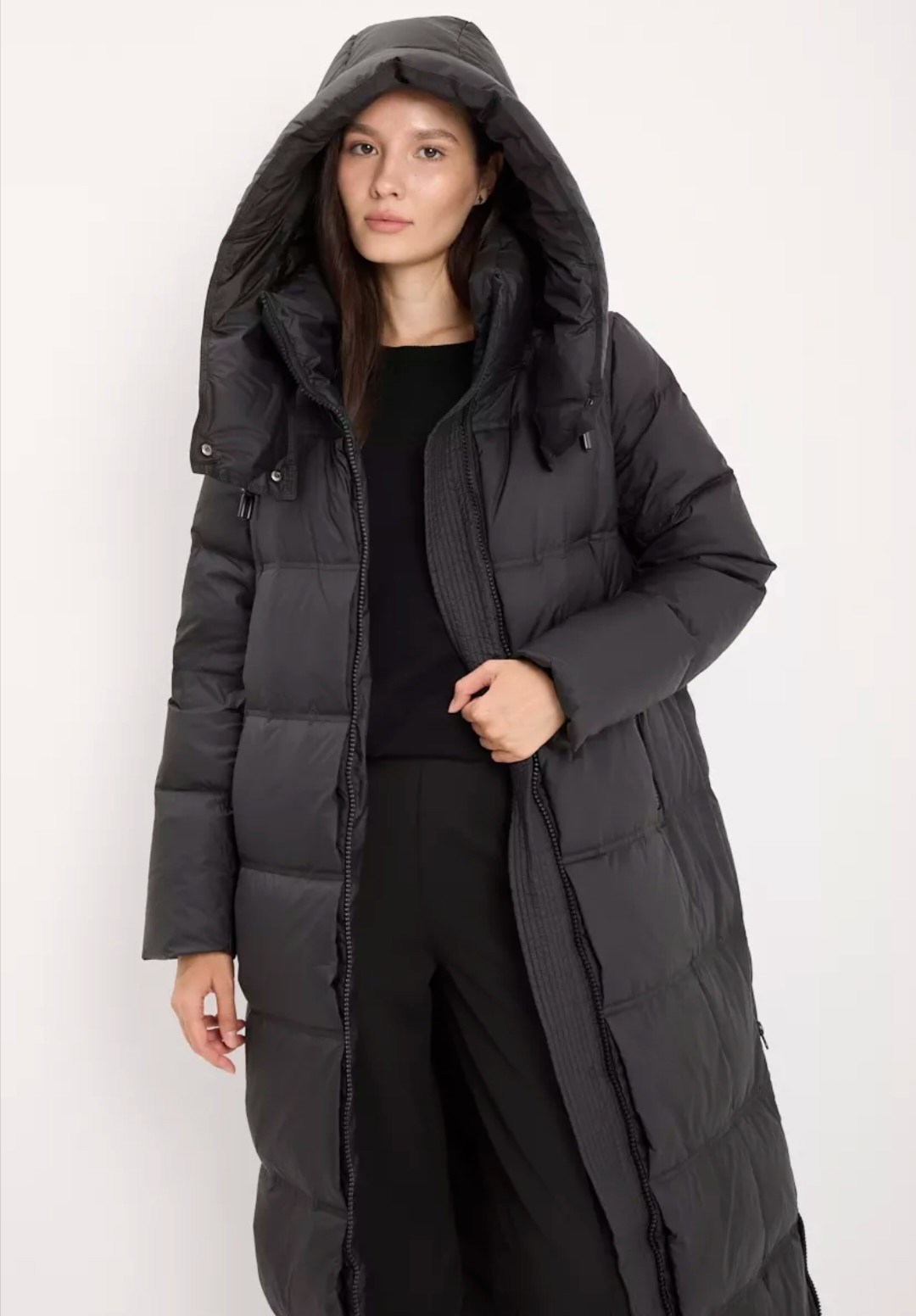 пуховик зимний длинный clasna,пуховик зимний длинный,женские пуховики,стильные пуховики,пуховик пальто