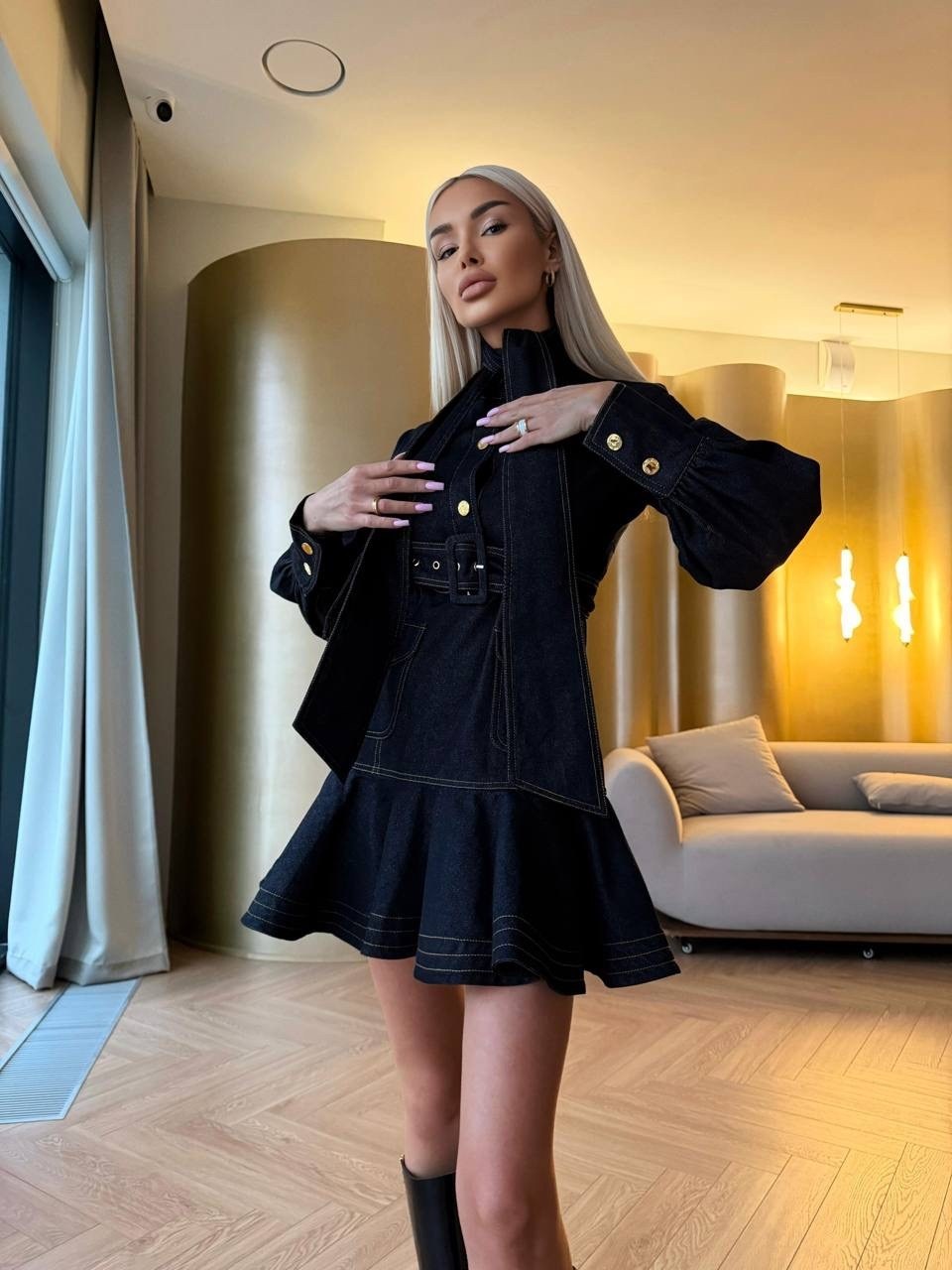 джинсовая платье,джинсовый костюм с юбкой,костюм с юбкой,модная ,джинсовое платье женское