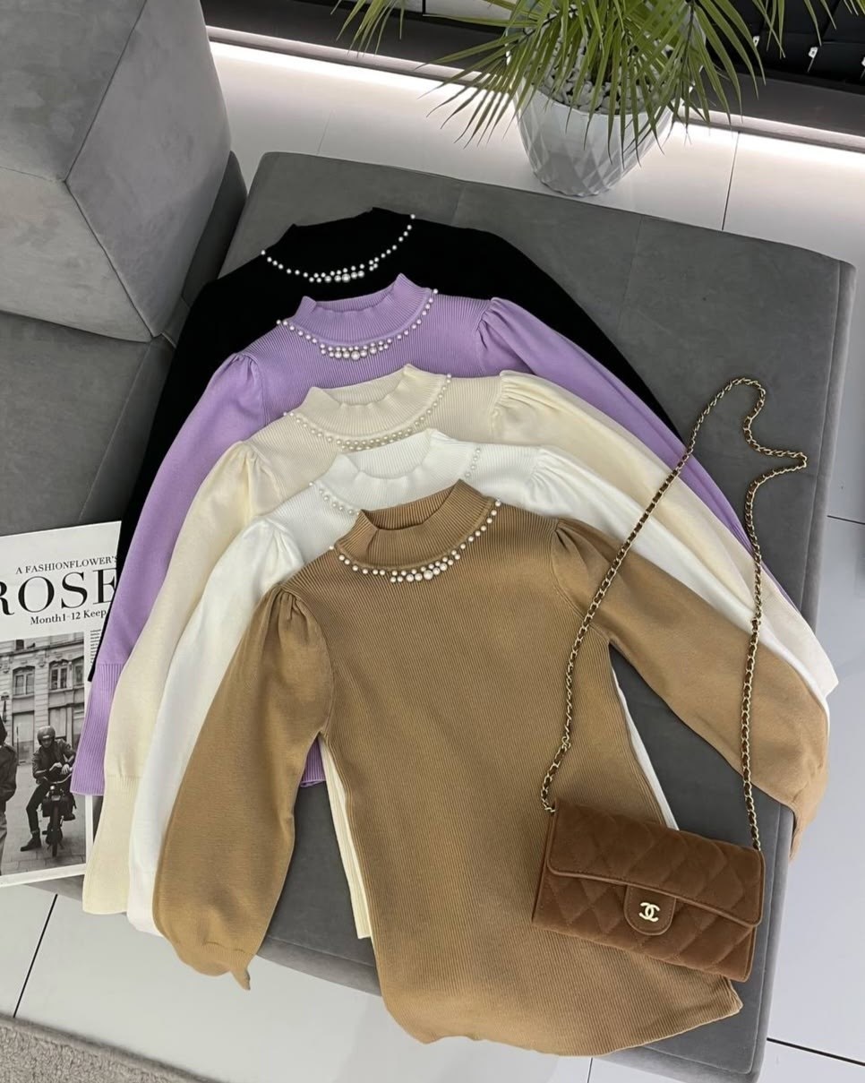 стильная кофта,джемпер с бусинами,кофта женская,свитер с высоким воротником,трикотажная кофта