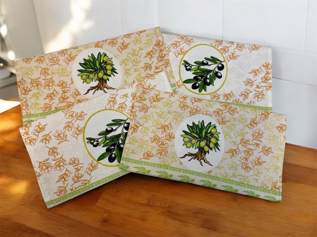 полотенца кухонное,набор кухонные полотенец,полотенца на кухню,кухонные полотенца "оливки",полотенце лен кухонное