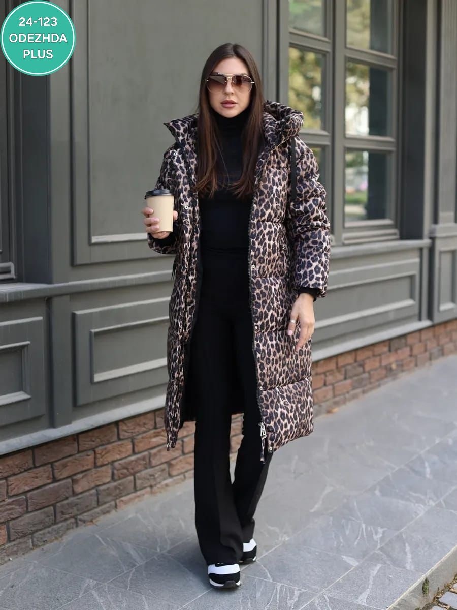 теплая куртка,женские пуховики,леопардовый пуховик,пуховик,куртка зимняя