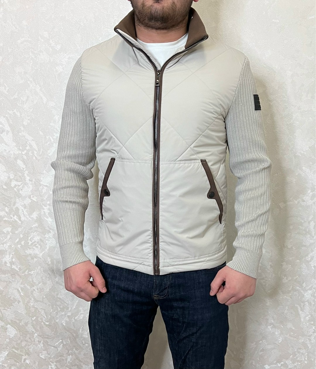 бежевая куртка мужская,куртка весенняя мужская,куртка демисезонная мужская,демисезонная куртка,комбинированная куртка