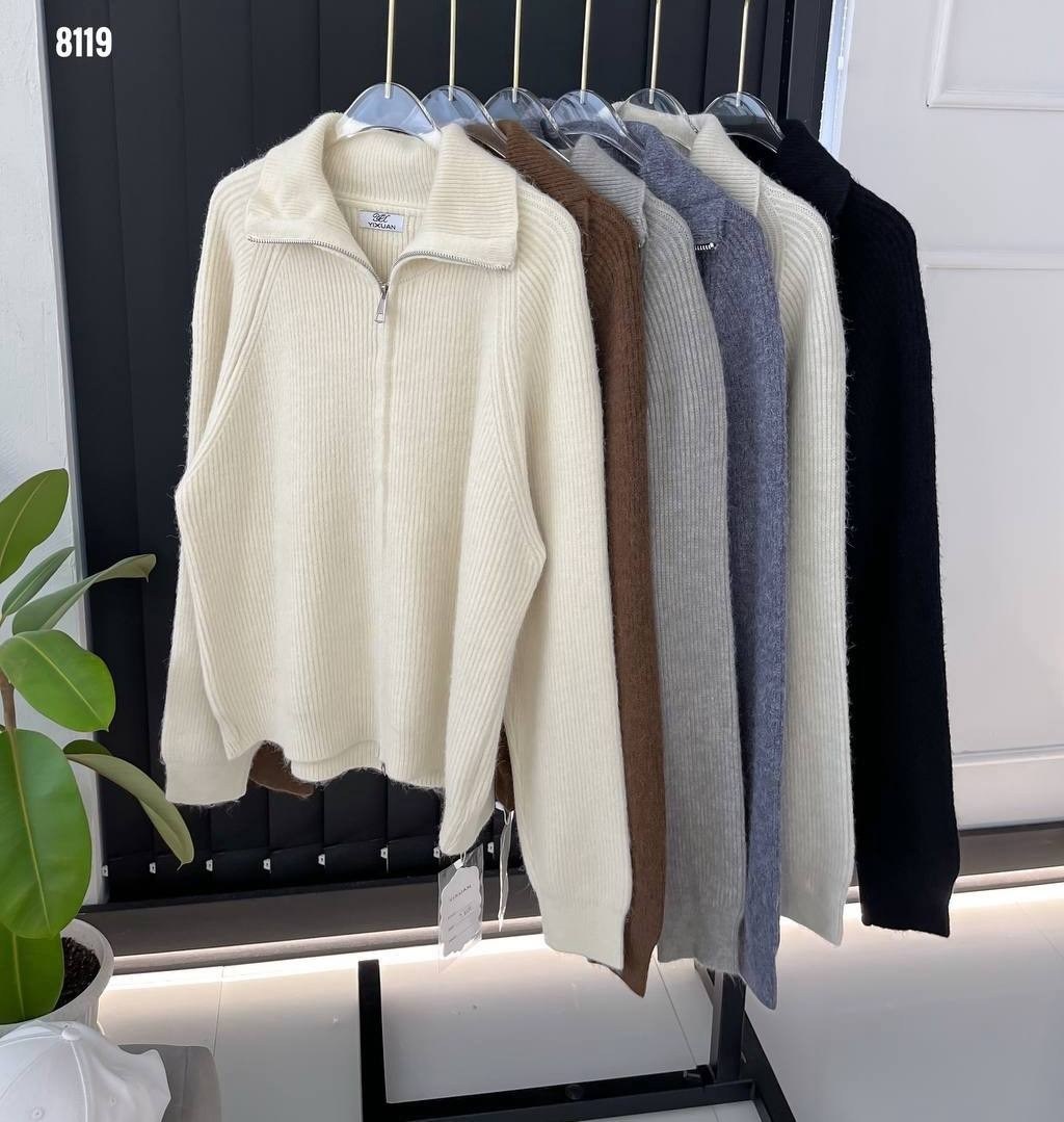 модные свитера,свитер на молнии с воротником,женская кофта,свитер с воротником,кардиган на молнии вязаный