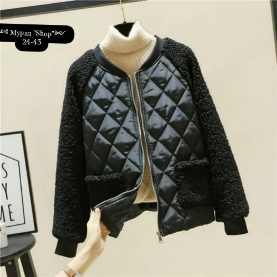 женская короткая куртка из овечьей шерсти,легкая стеганая куртка женская,теплая куртка,комбинированная куртка,куртка женская