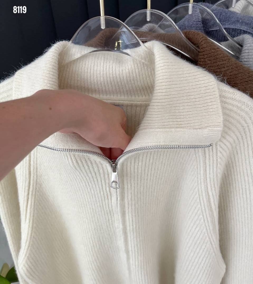 модные свитера,свитер на молнии с воротником,женская кофта,свитер с воротником,кардиган на молнии вязаный