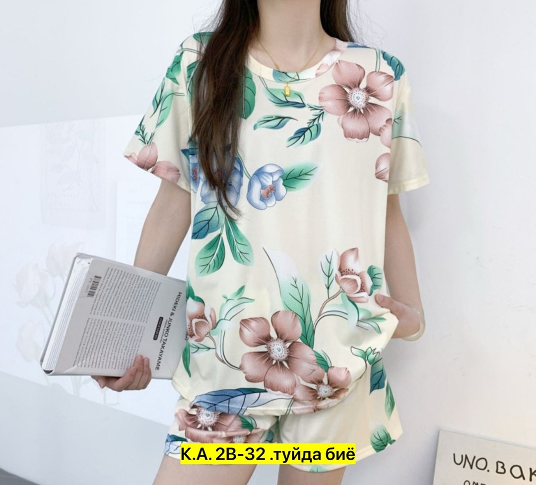 пижама с мишкой,пижама женская,короткая пижама,комплект пижама,пижам