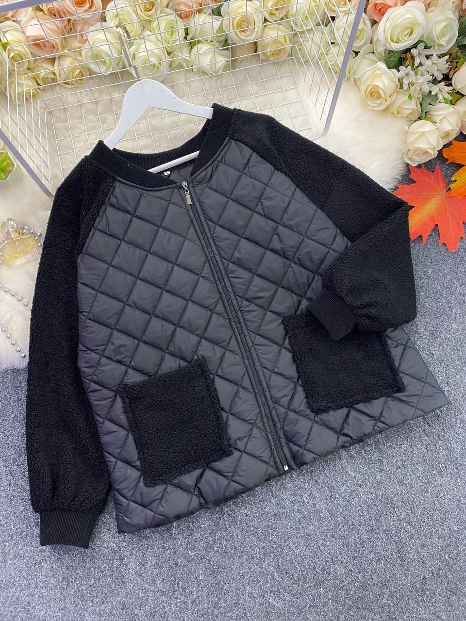 женская короткая куртка из овечьей шерсти,легкая стеганая куртка женская,женская куртка из искусственной овечьей шерсти,женская стеганая куртка,комбинированная куртка