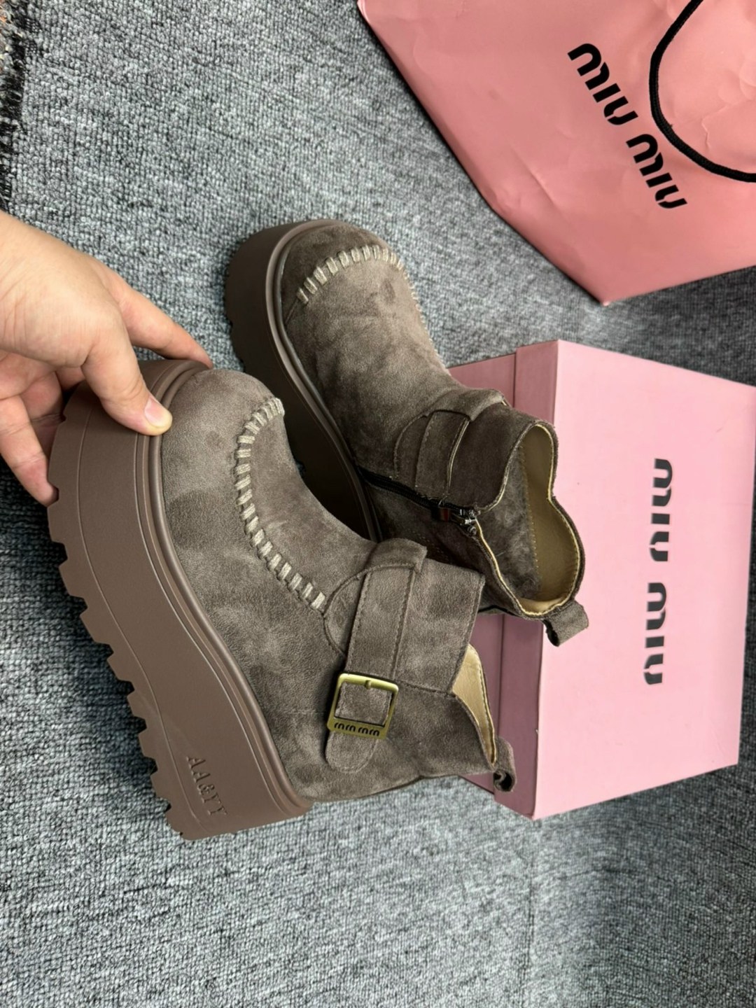 ,женские ботильоны на платформе, повседневные,ботинки miu,женская
