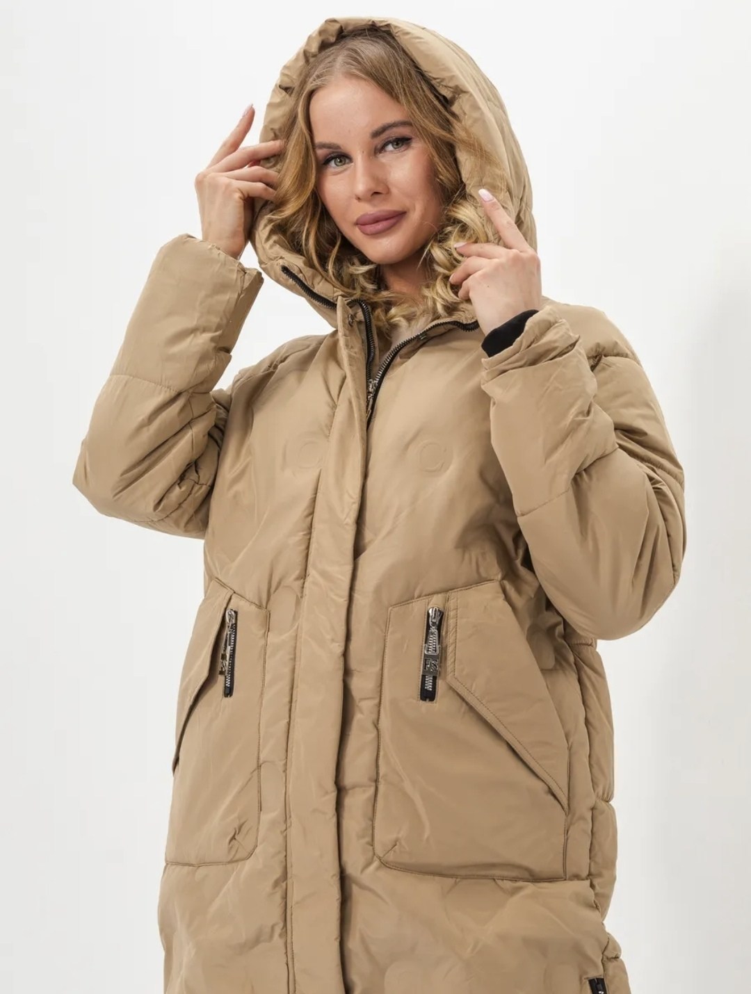 женские пуховики,куртка зимняя женская,удлиненная куртка,бежевый пуховик,пальто утепленное