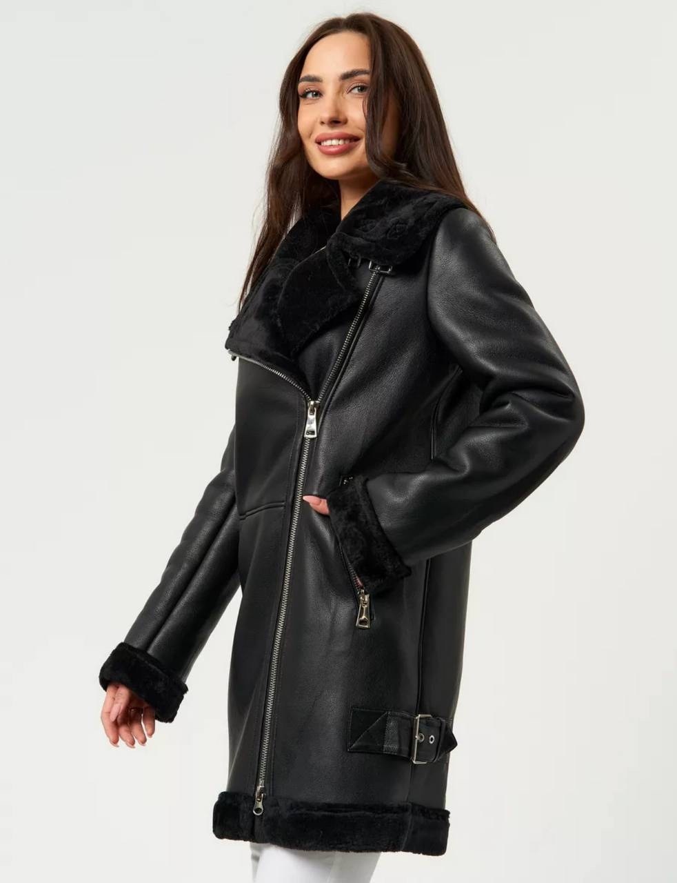 дубленка женская,дубленка este'e exclusive fur&leather,дубленка женская авиатор,черная дубленка,дубленка авиатор зара