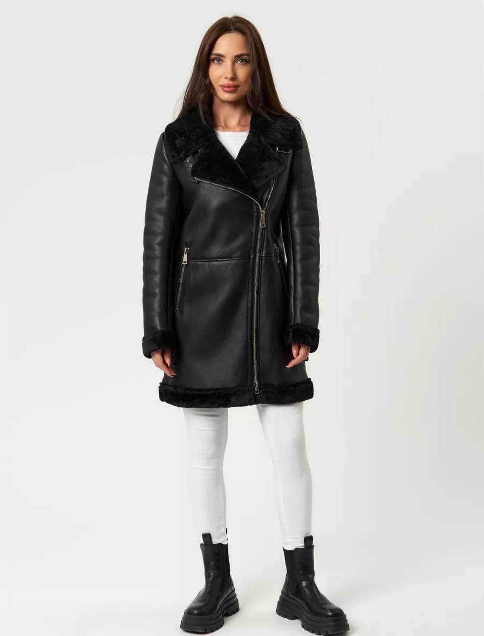 дубленка женская,дубленка este'e exclusive fur&leather,дубленка женская авиатор,черная дубленка,дубленка авиатор зара