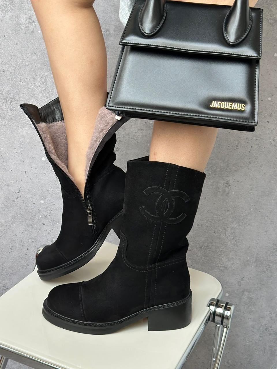 сапоги chanel,замшевые сапоги,ботинки chanel,замшевые полусапоги,полусапоги