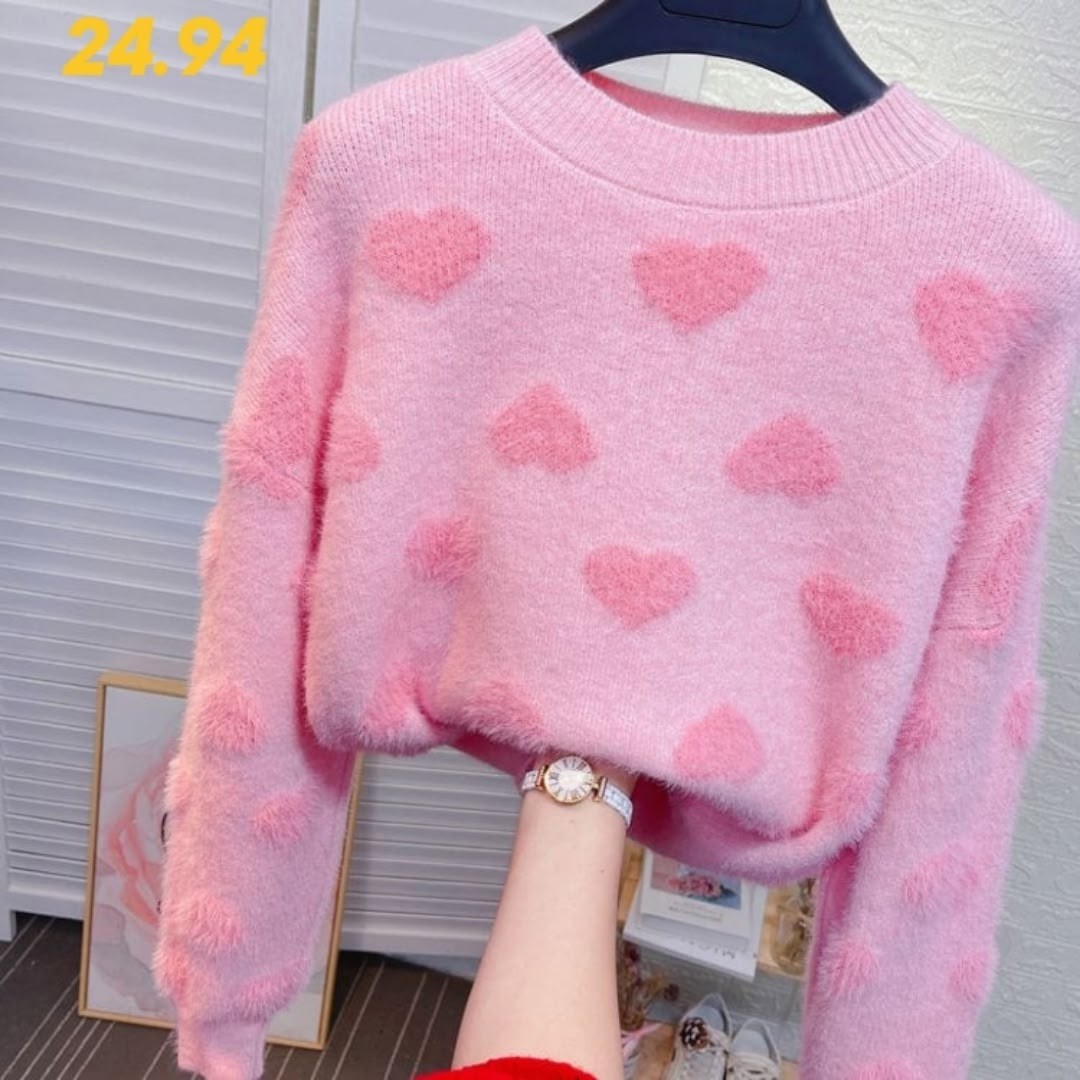 розовый свитер с сердечками,свитер розовый,свитер,свитер с сердечками,свитер с принтом