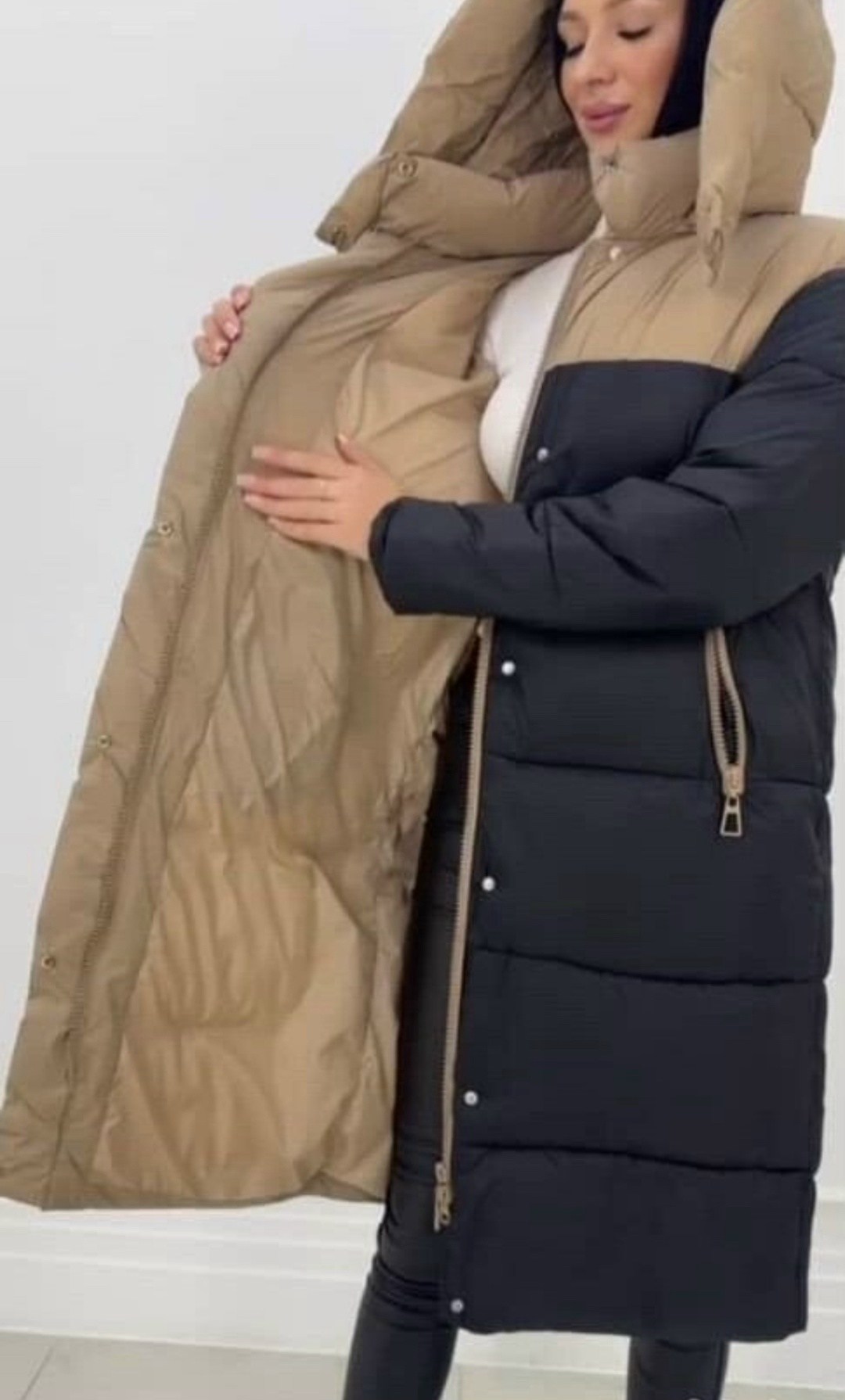 удлиненная куртка,куртка женская,куртка модная,пуховик длинное с капюшоном,куртка пуховик зимняя с капюшоном