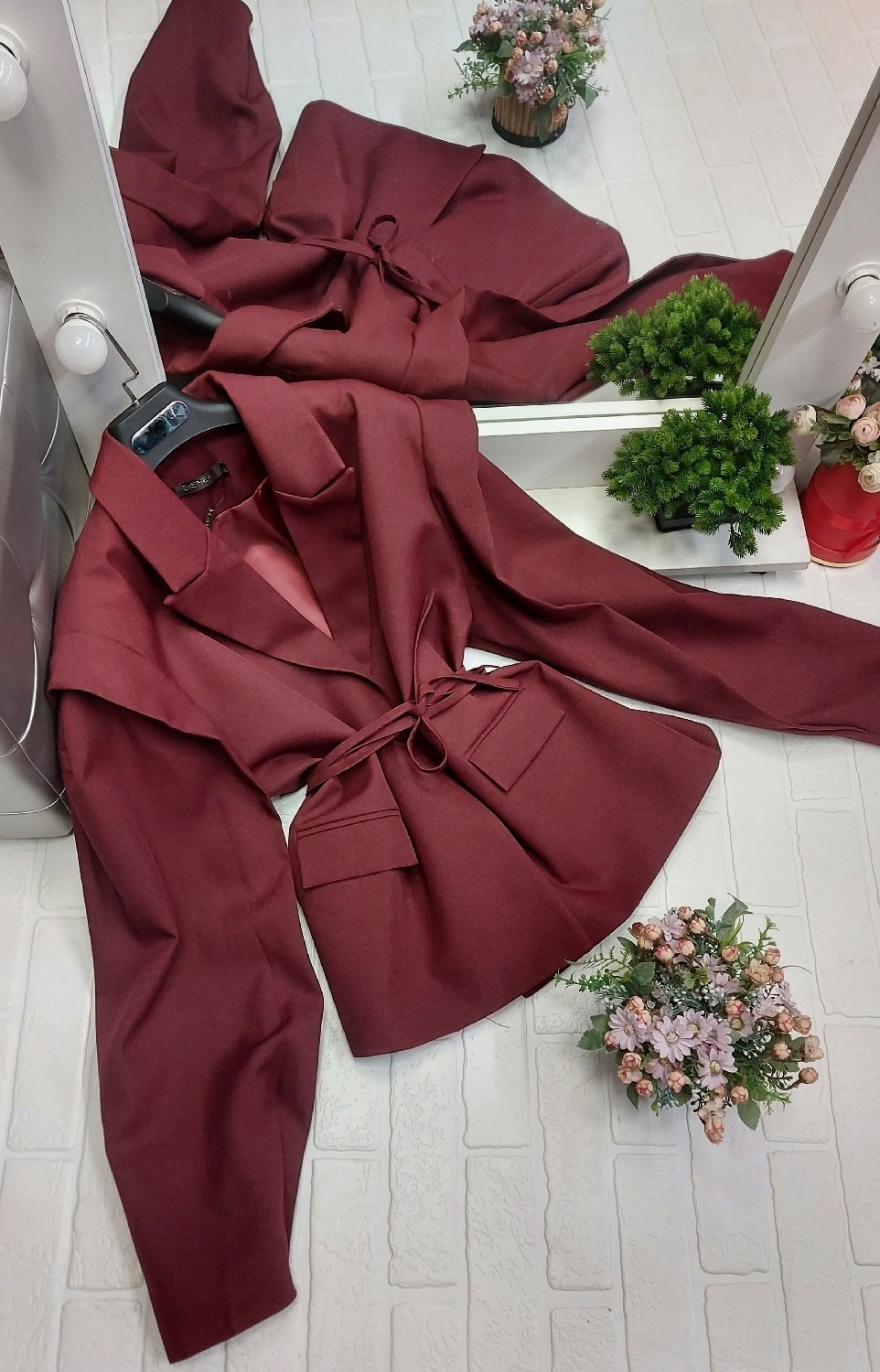 элегантный брючный костюм,пиджак с поясом,женские костюмы,костюм пиджак,элегантный блейзер