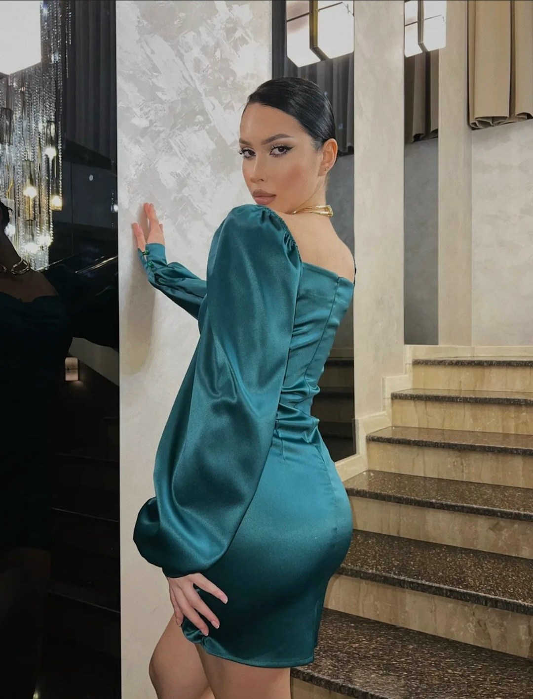 синее платье,атласное платье,элегантные платья,платье с драпировкой,вечернее коктейльное платье