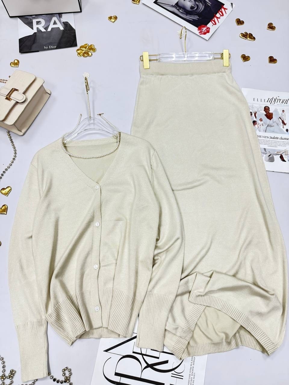 трикотажные костюмы,трикотажные костюмы с юбкой,костюм вязаный с юбкой,кардиган