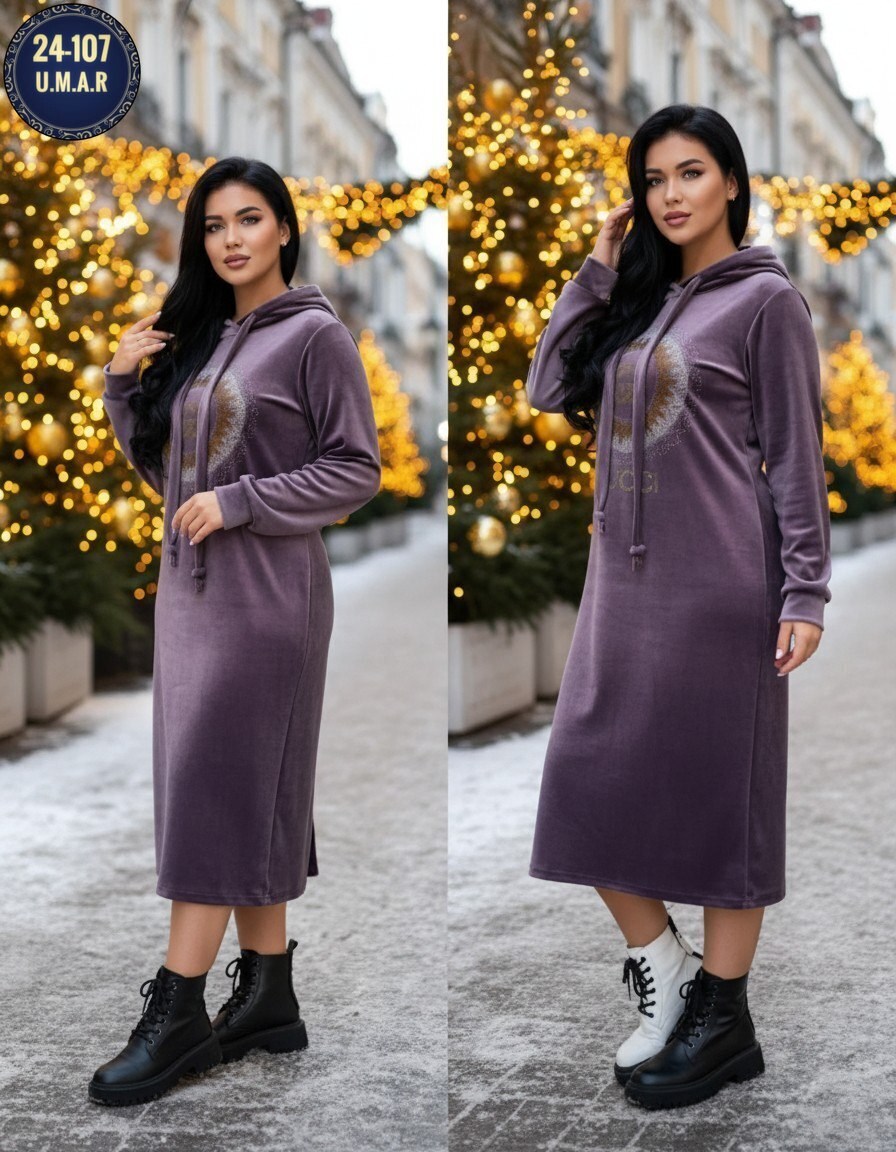 велюровая платья,платье велюр,платье с капюшоном,платье женская теплое,теплое платье