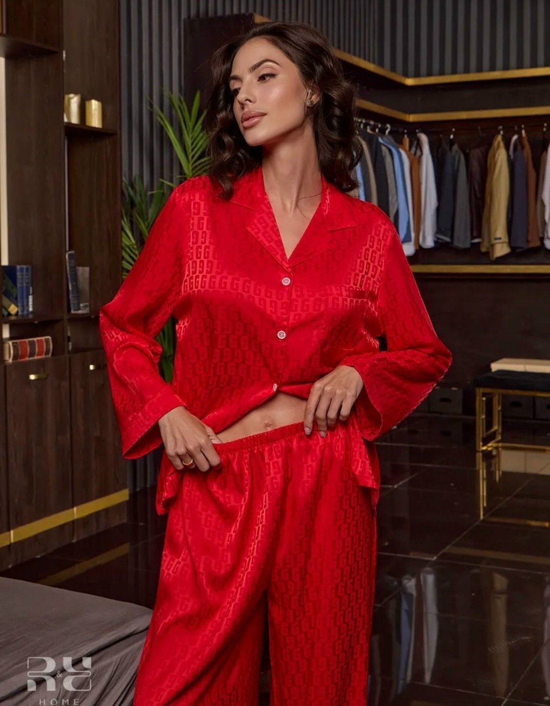 пижама женская,шелковая пижама,пижама виктория сикрет красная,пижама для женщин,пижама женская атласная