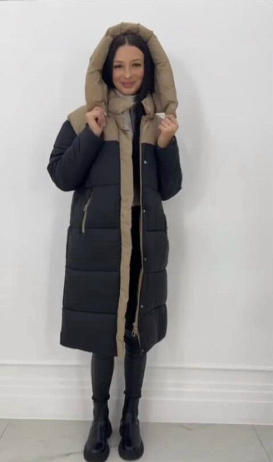 удлиненная куртка,куртка женская,куртка модная,пуховик длинное с капюшоном,куртка пуховик зимняя с капюшоном